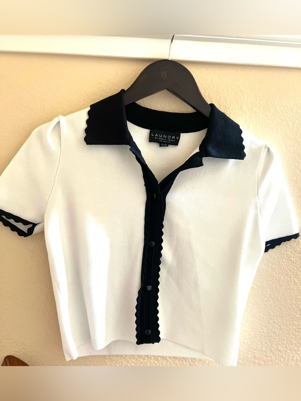 Laundry by Shelli Segal Preppy Coquette/Fairy Goth scalloped collar knit Size S